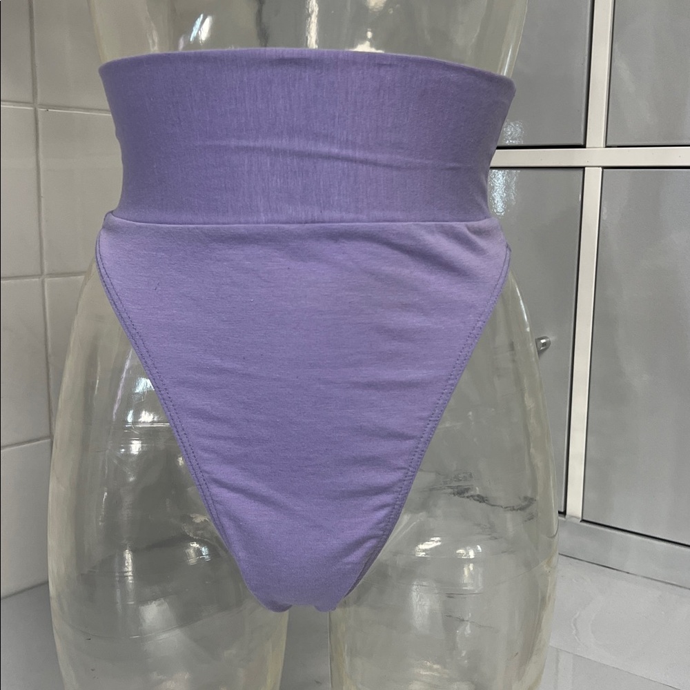 Candiotti 80s 90s Roll-Waist Thong Bodywear M NWOT Lavender - Picture 5 of 9